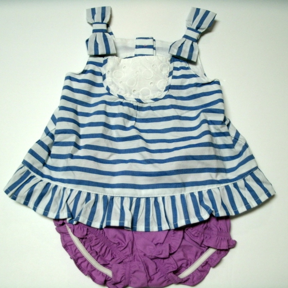 Gymboree Outfit Top Bloomers 2 Piece Bows Stripes Baby Girl Size 0-3 Months New